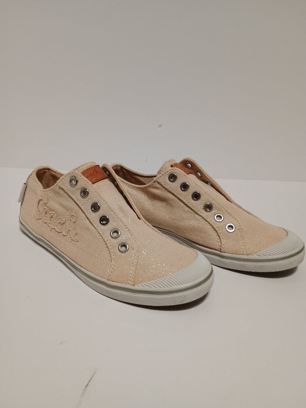 Coach Keeley Q676 Shimmer Canvas Slip-On Sneakers Blush Pink 7.5B